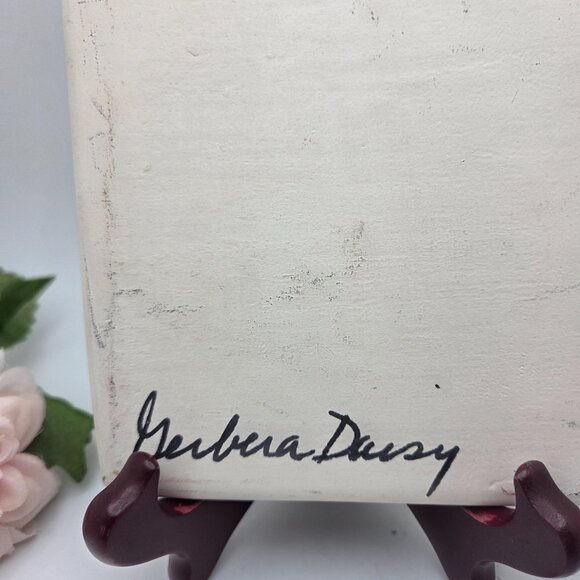 Purple Gerber Daisy Stoneware Clay Art Hand Painted Tile Susan Robertson Pottery - Picture 9 of 12